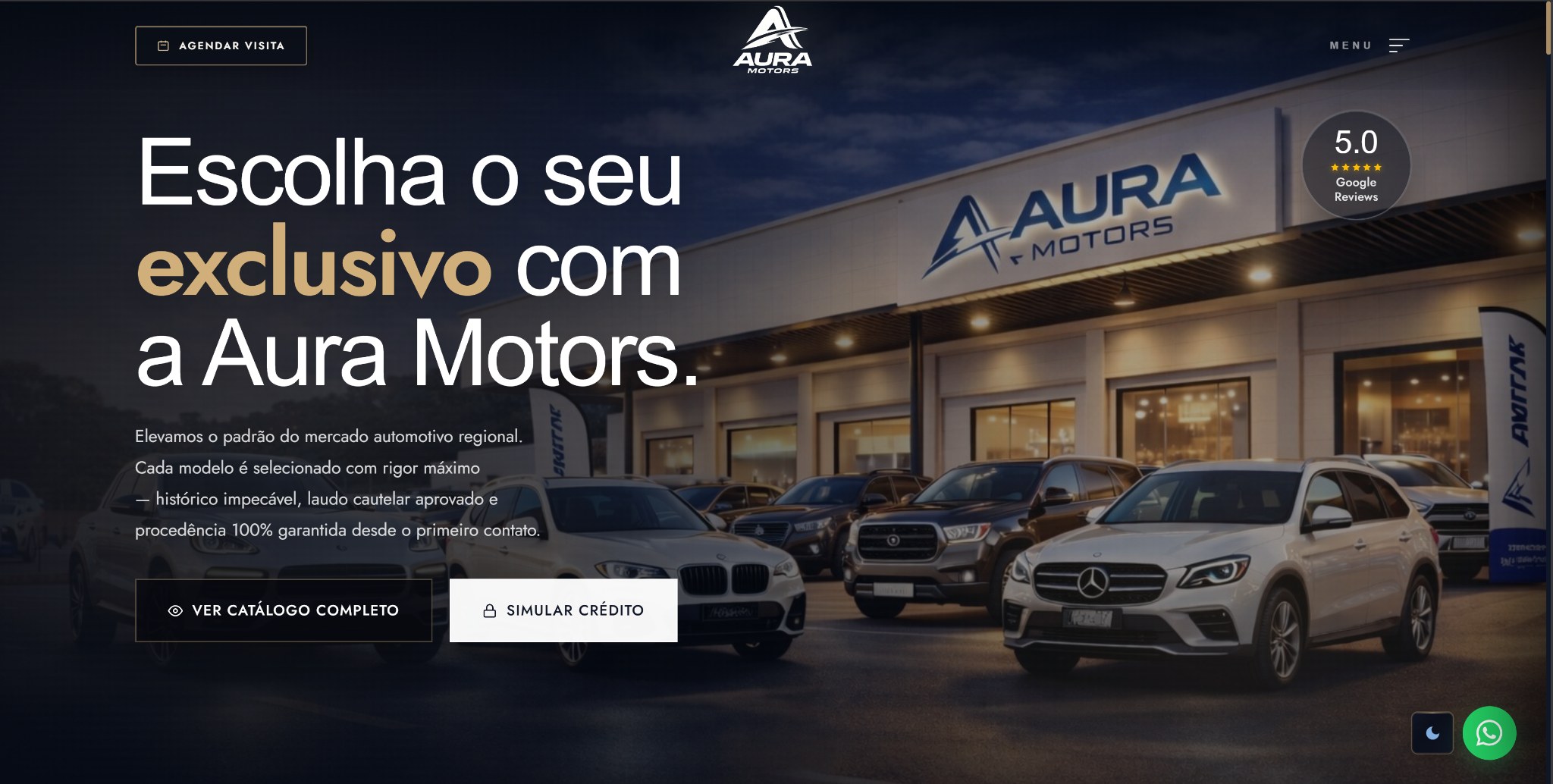 Aura Motors — site premium para concessionária de alto padrão